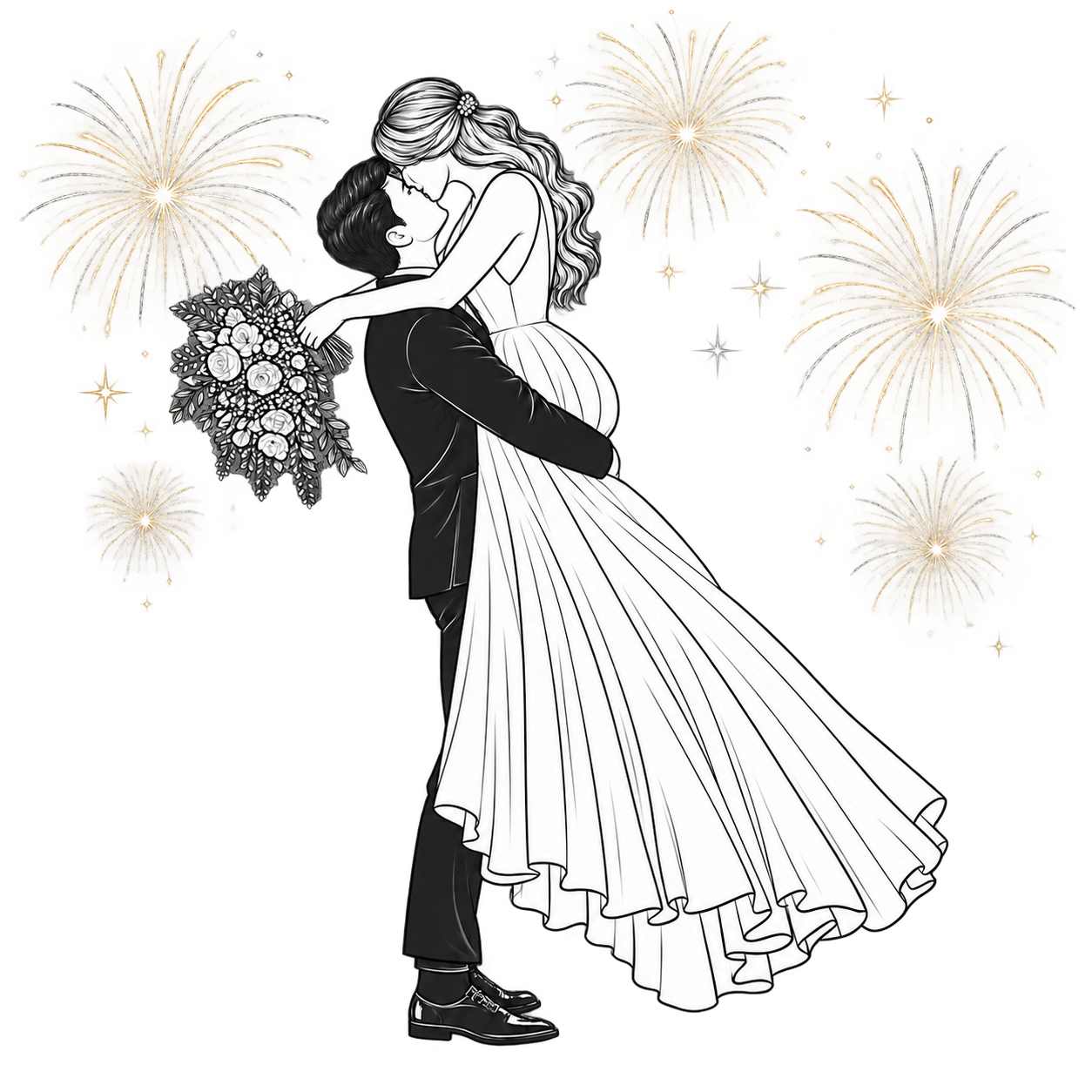 Ilustración de los novios